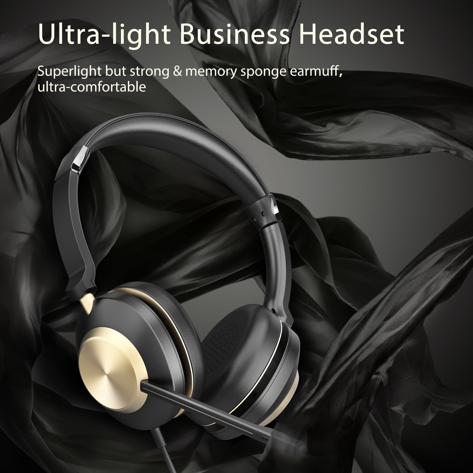 Ultra-light Business Headset,Superlight but strong&memory sponge earmuff,Ultra-comfortable