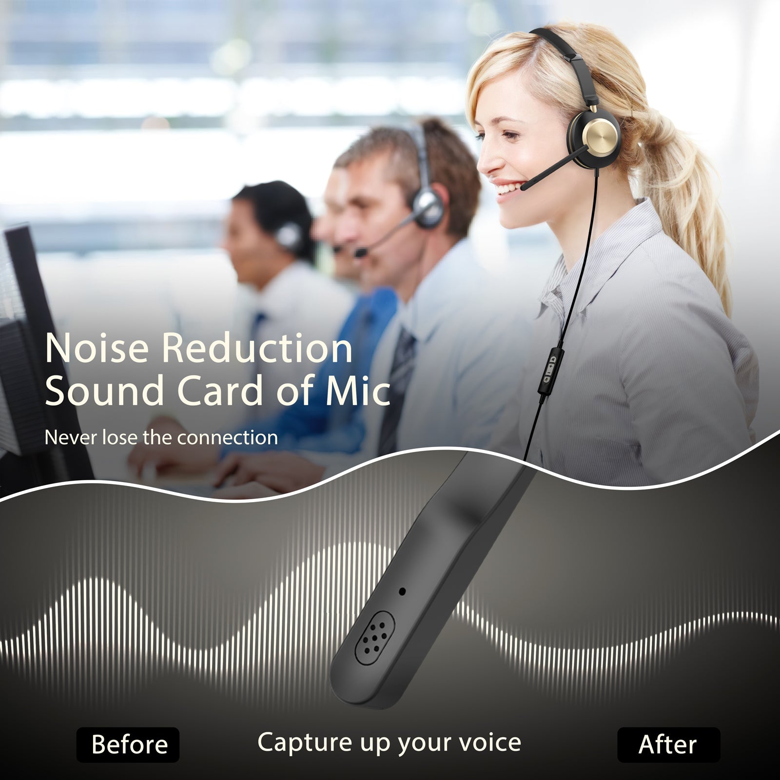 Noise Reduction Sound Card of Mic,Never lose the connection,Capture up your voice