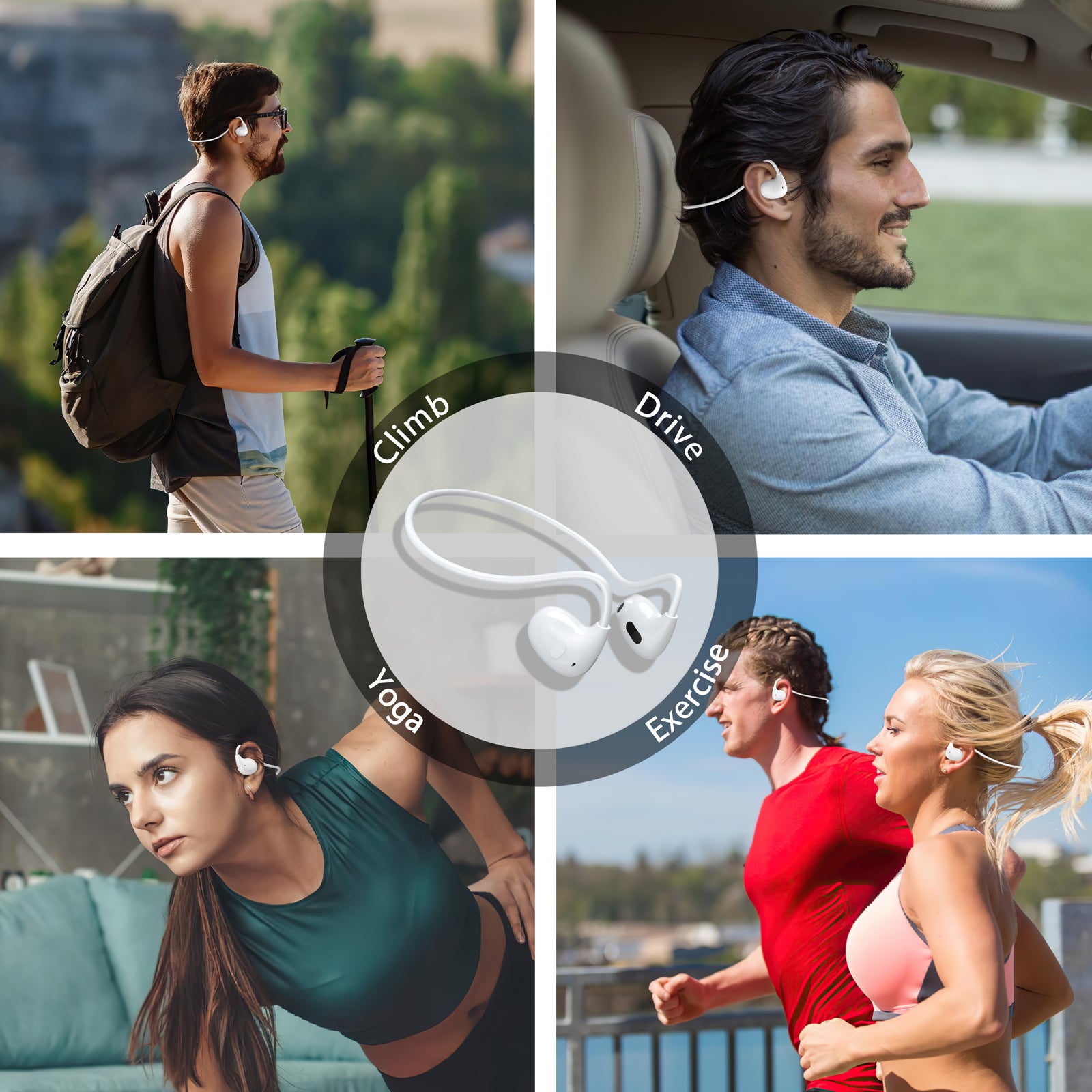 Open Ear Headphones, Air Conduction Headphones with HD Mic
