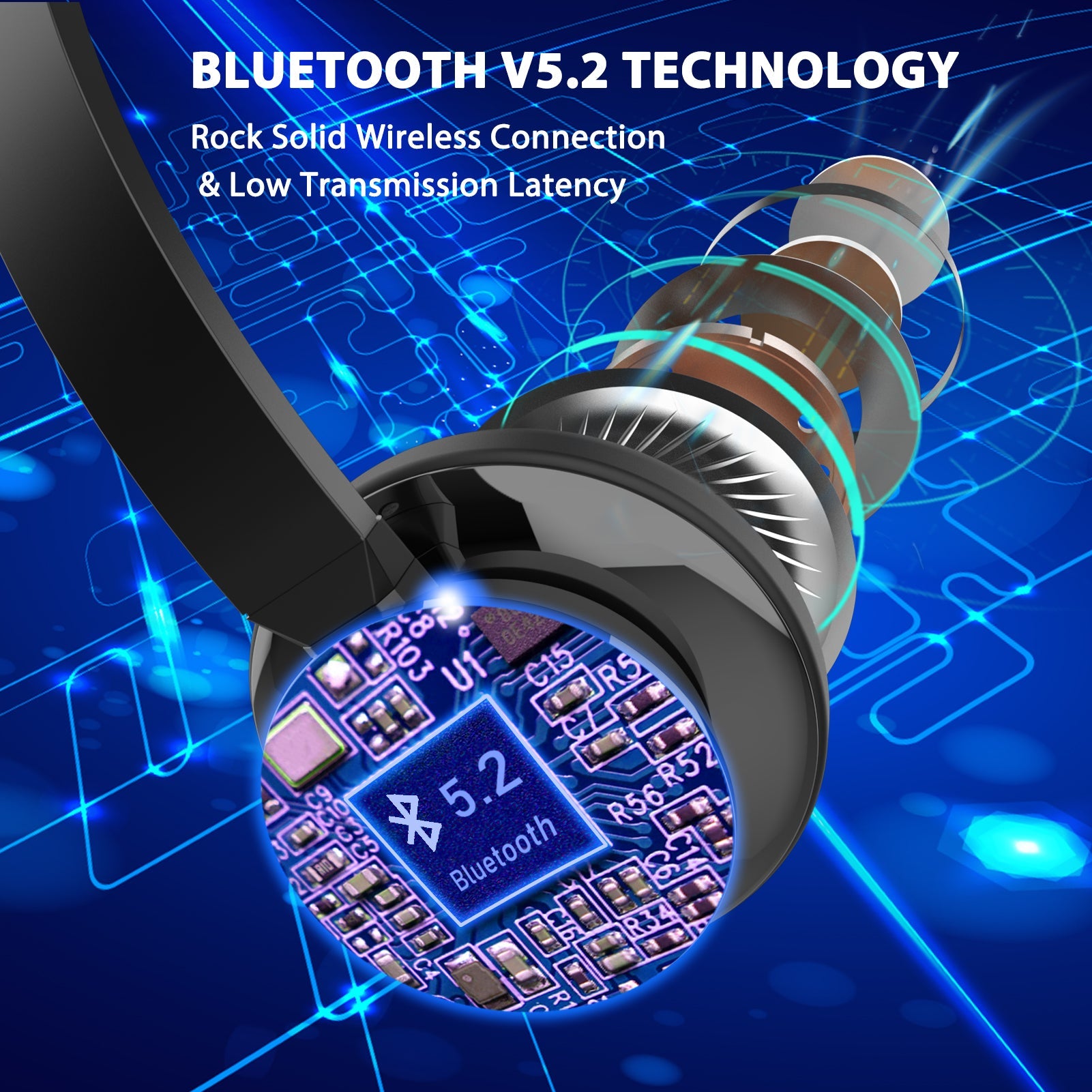 Bluetooth V5.2 technology,Rock solid wireless connection&Low transmission latency