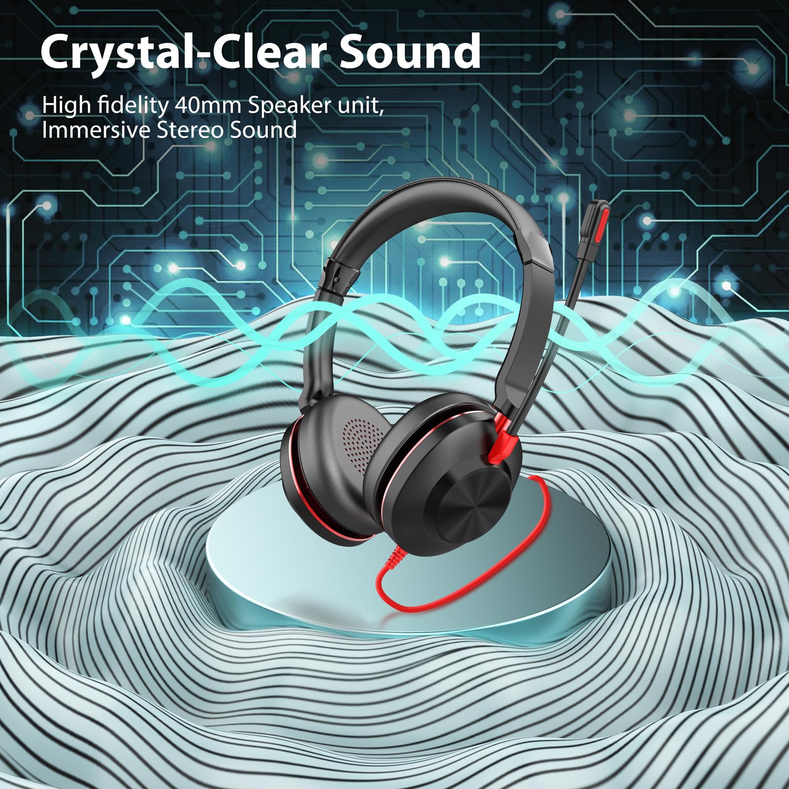 Crystal-Clear Sound,High fidelity 40mm Speaker unit,Immersive Stereo Sound