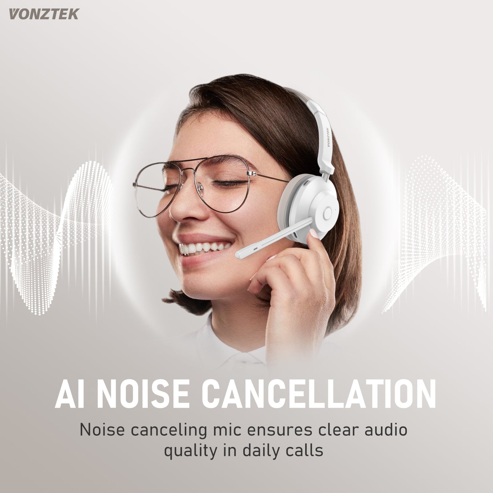 AI noise cancellation,Noise canceling mic ensures clear audio quality in daily calls.