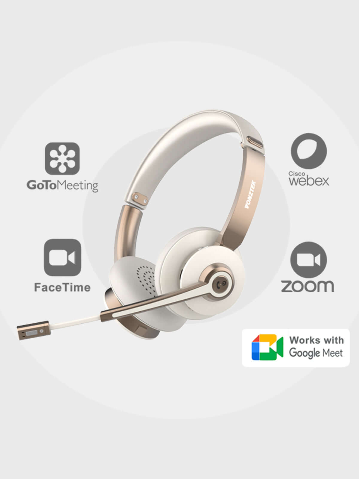 Goto meeting,Webex,Facetime,Zoom,Works with google meet.