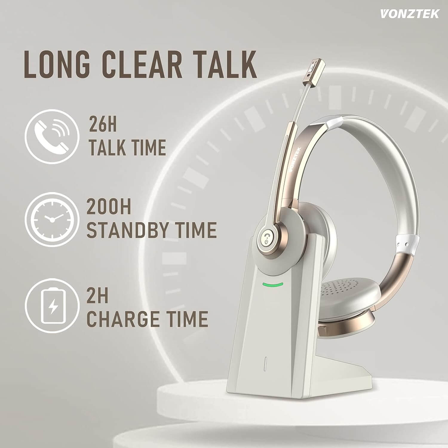 Long clear talk,26H talk time,200H standby time,2H charge time.