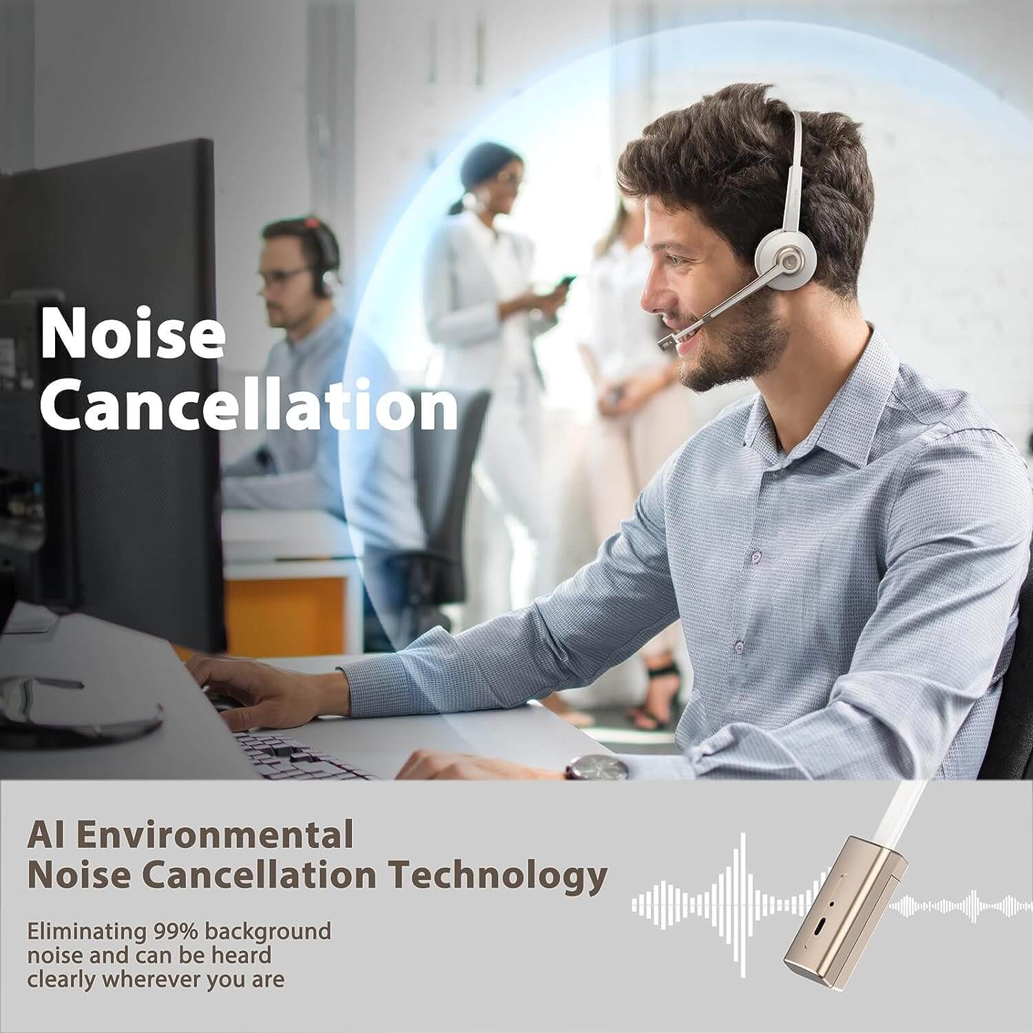 Noise cancellation,AI environmental,Noise cancellation technology,Eliminating 99% background noise and can be heard clearly wherever you are.