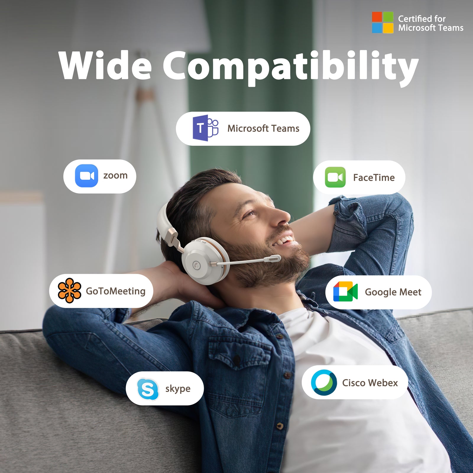 Wireless Headset, Bluetooth Headset with AI Noise Canceling Microphone & USB Dongle, 45 Hrs Working Time V5.3 Wireless Headphones with Mic Mute for Phone/Laptop/Computer/Remote Work/Teams/Zoom