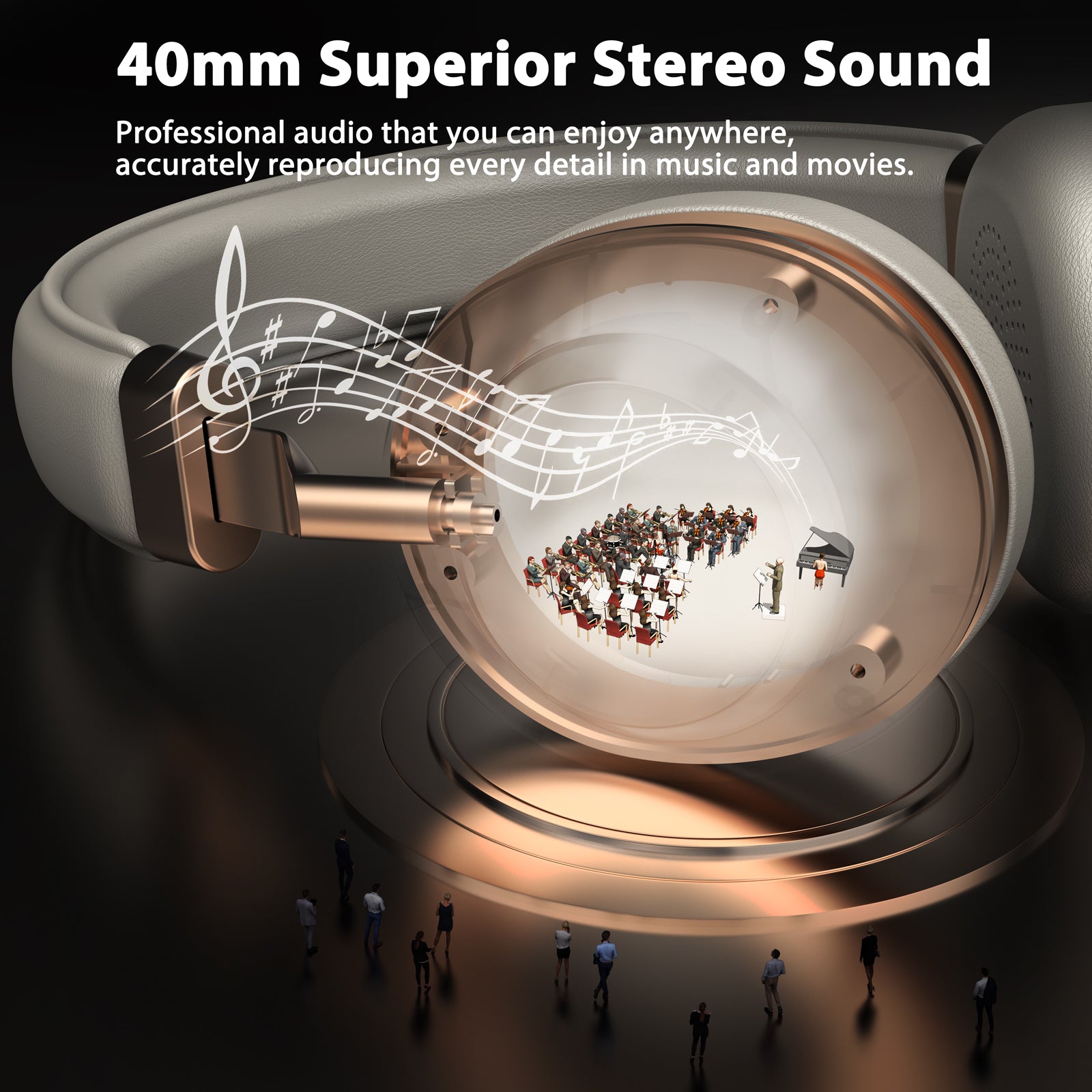 Wireless Headset, Bluetooth Headset with AI Noise Canceling Microphone & USB Dongle, 45 Hrs Working Time V5.3 Wireless Headphones with Mic Mute for Phone/Laptop/Computer/Remote Work/Teams/Zoom