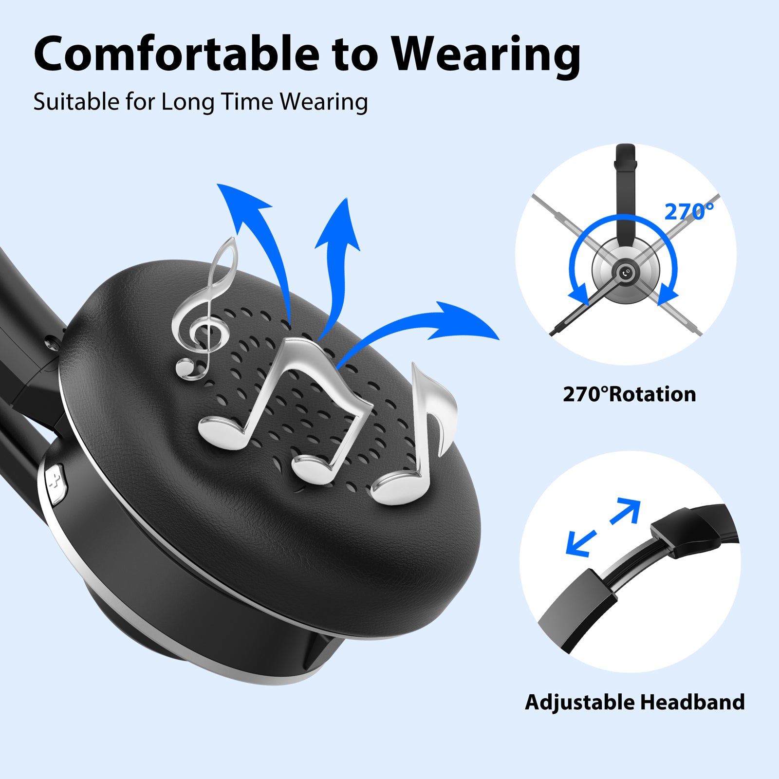 Trucker Bluetooth Headset,Wireless Headset with Microphone V5.3 with Noise Canceling Microphone & USB Dongle,Bluetooth Headset 28Hrs Working Time for Office Computer Work Cell Phone Black Silver