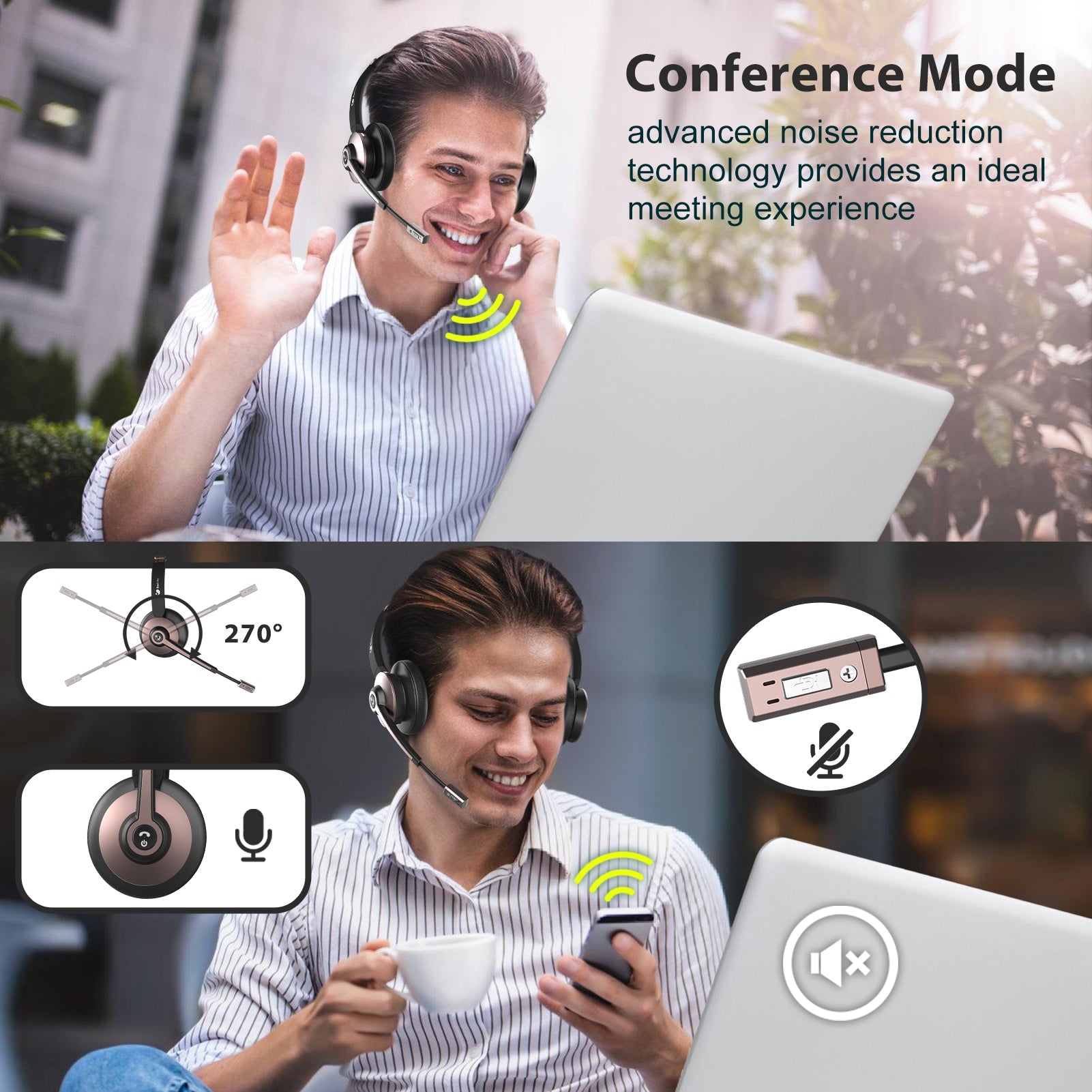 Earbay Rose Gold Wireless Headset with Microphone BT782-G