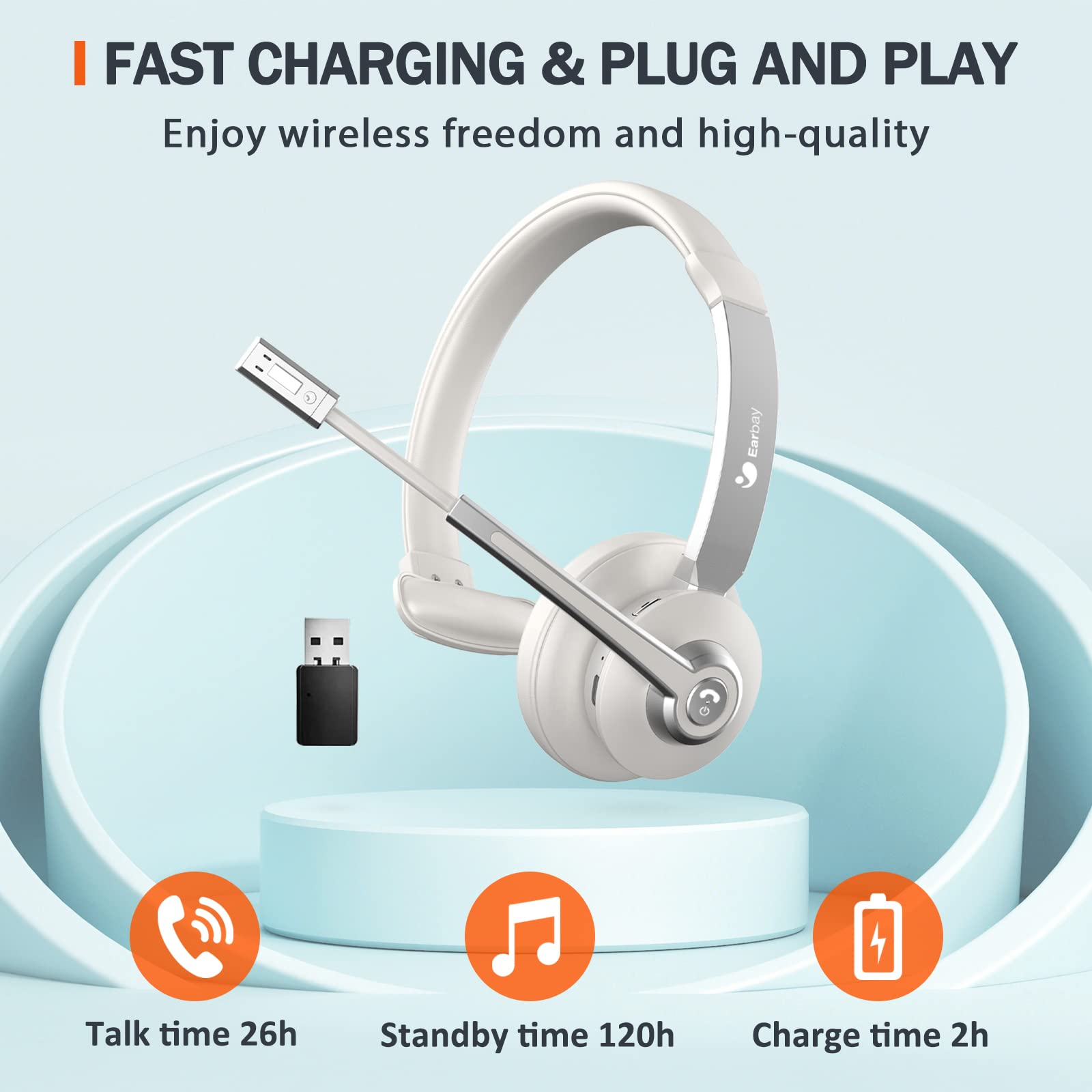 Earbay Single Ear Headset with Microphone BT783MB-D