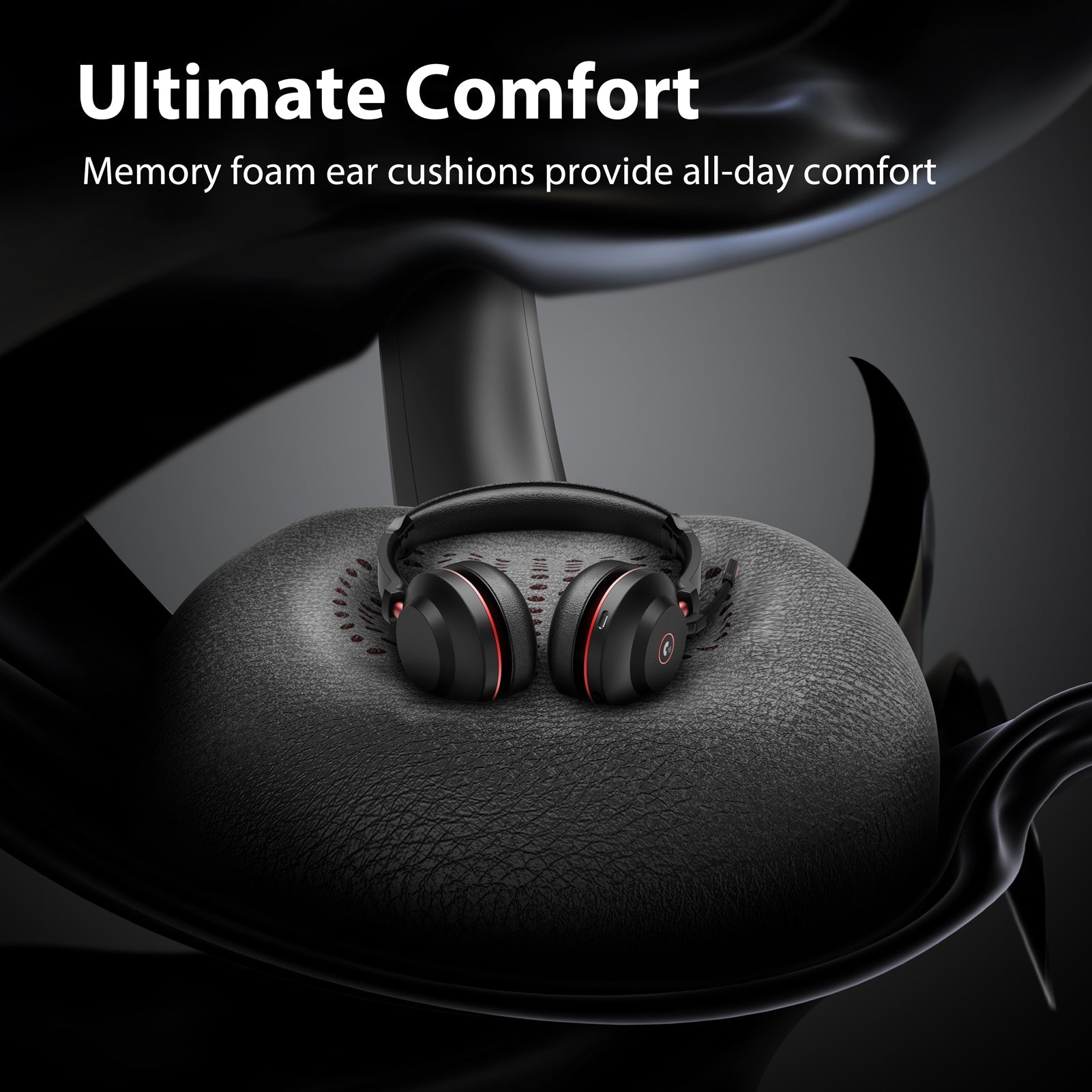 Earbay Black Red Bluetooth Headset with Microphone, USB Dongle & Charging Base (Qualcomm 3024 Chip)