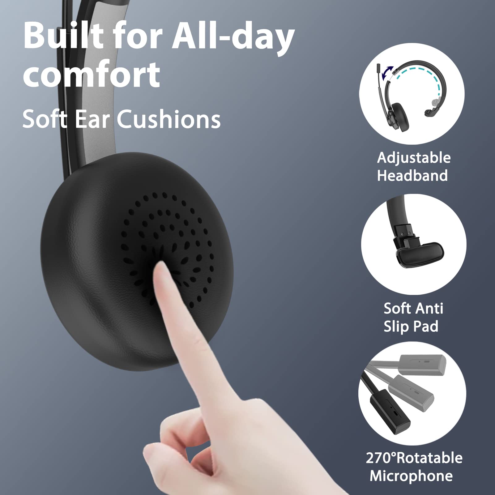 Earbay Trucker Bluetooth Headset with Microphone, USB Dongle & Charging Base BT783GH-D