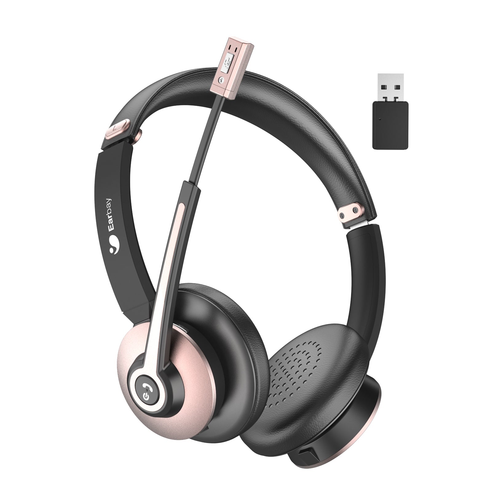 Earbay Rose Gold Bluetooth Headset with Microphone, USB Dongle BT782G-DG