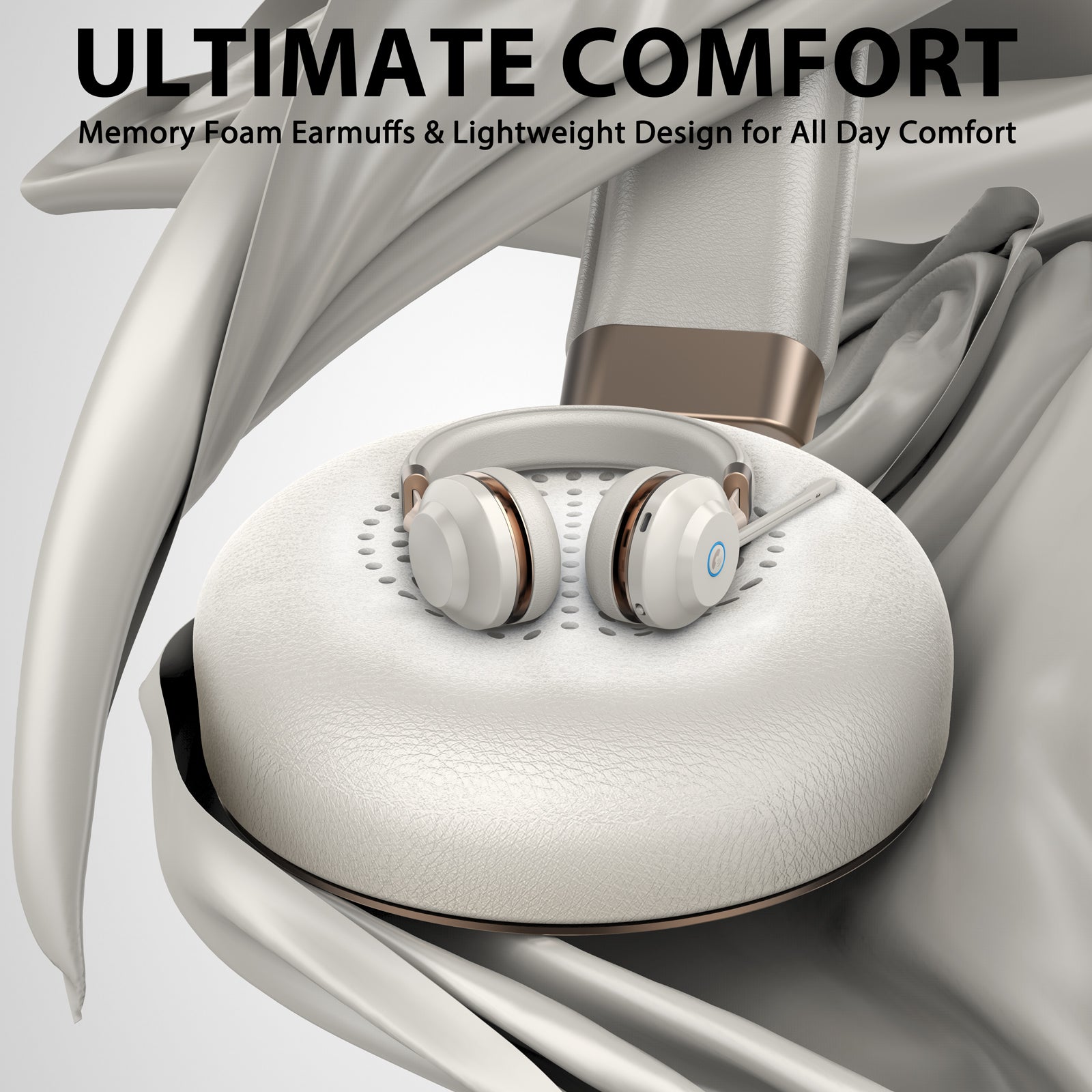 White Gold Bluetooth Headset with Microphone, USB Dongle & Charging Base BT882CMDBJ (Qualcomm 3024 Chip)