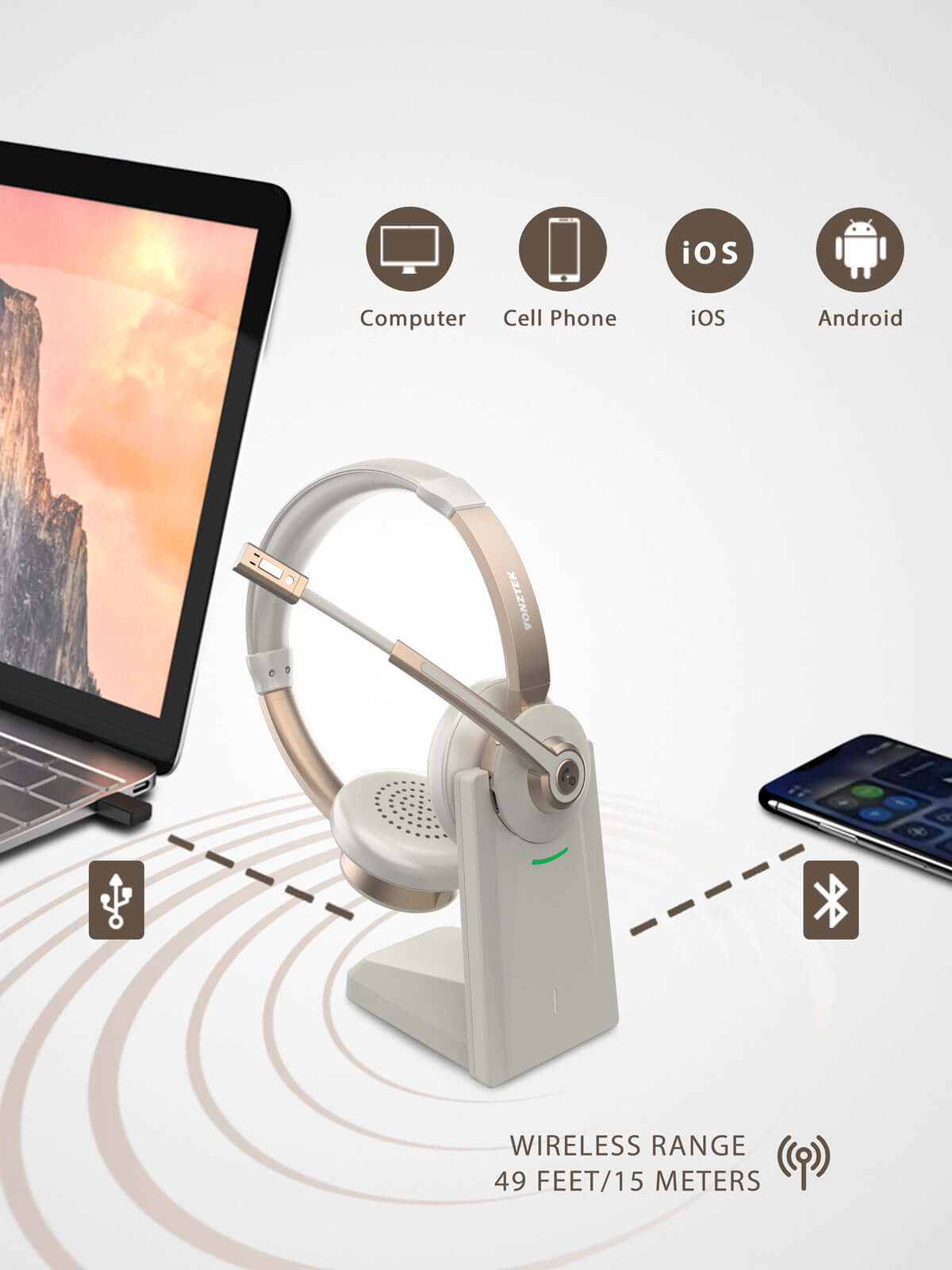 Bluetooth headset for online cell phone and computer