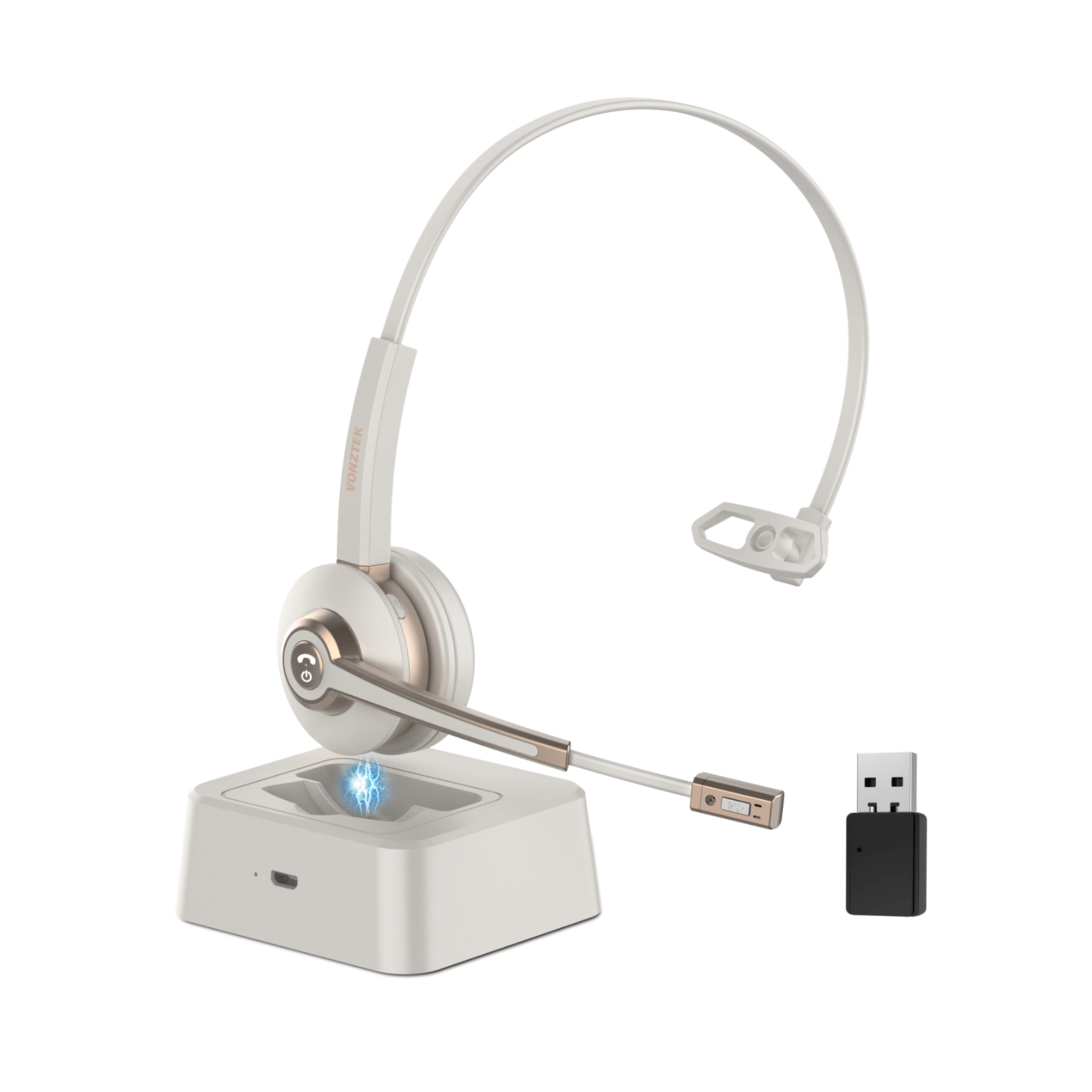 thumbnail image 2 of KH-23 Bluetooth 5.2 Wireless Headset With Noise Cancelling Boom Mic – 35hr Battery, For Truckers, Call Center, Home Office 2 of 3