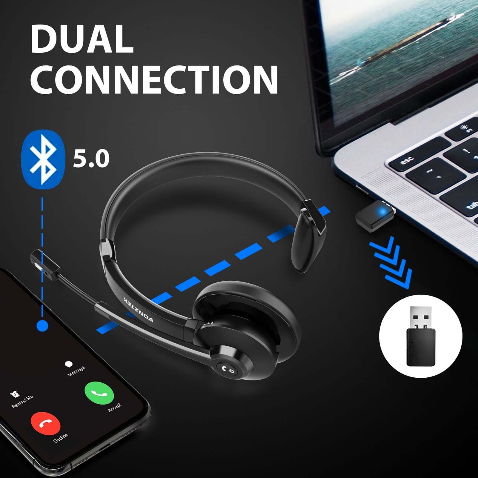 Dual Connection,Bluetooth 5.0.