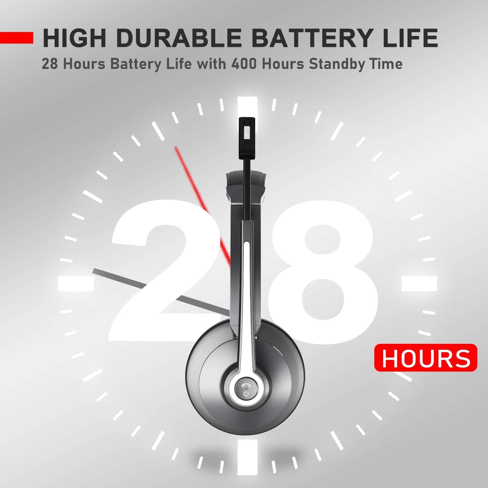 High durable battery life,28 Hours battert life with 400 hours standby time.