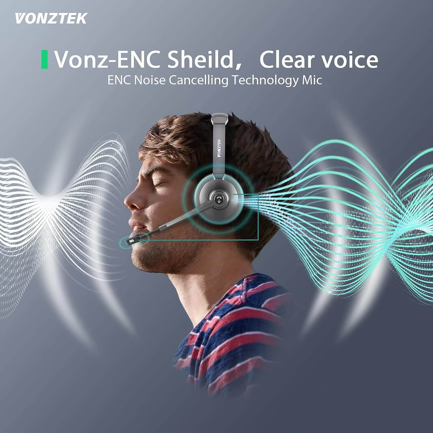 Vonz-ENC sheild, Clear voice,ENC noise cancelling technology mic.