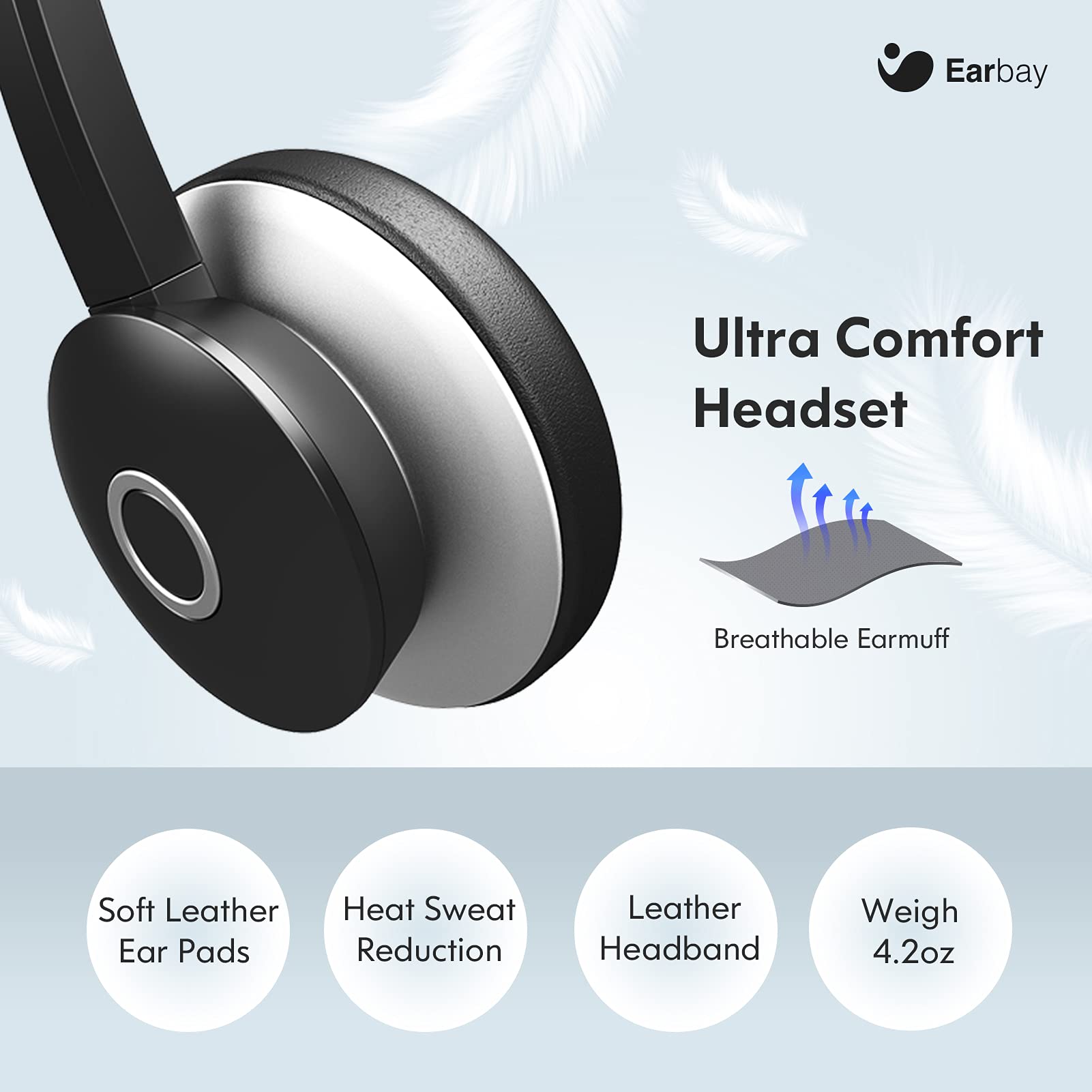 Earbay Black Silver USB Headset with Microphone 3.5mm Jack C682-U3