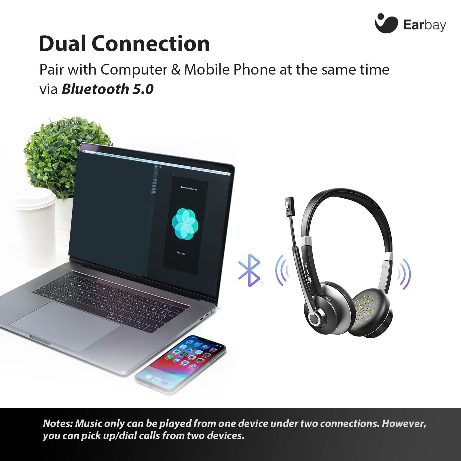 Earbay Bluetooth Headset with Microphone BT688JL