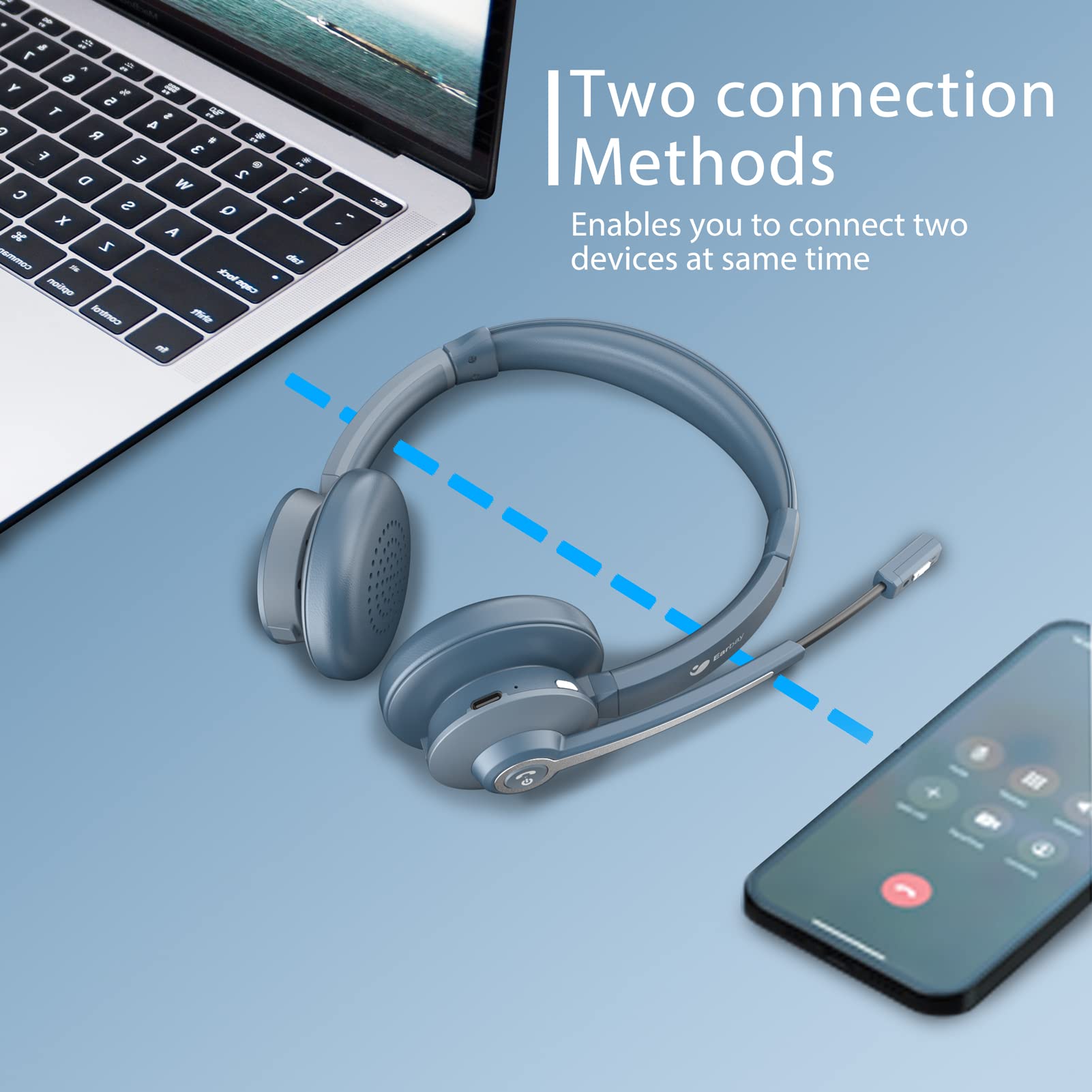 Two connection methods,Enables you to connect two devices at same time.