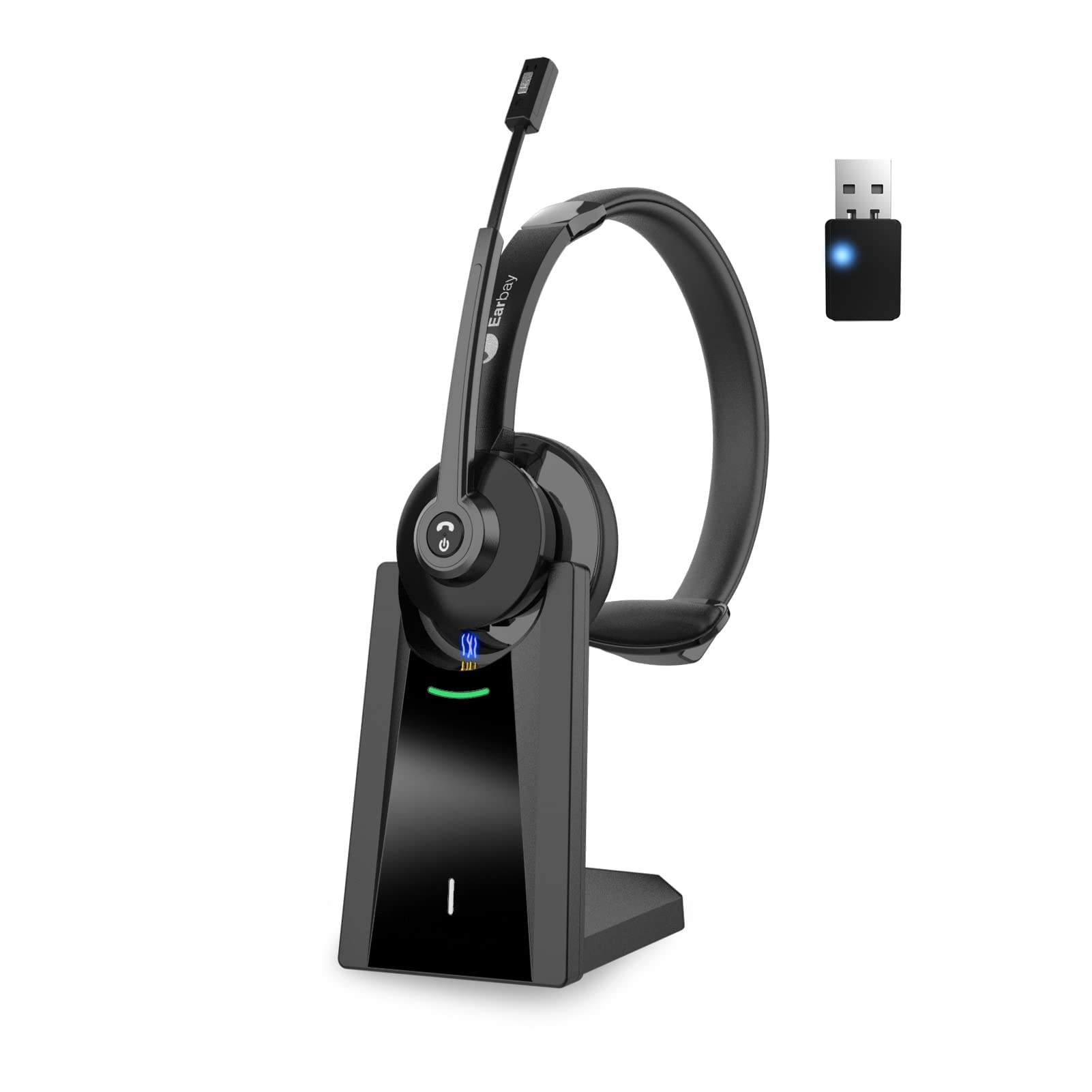 Earbay Trucker Bluetooth Headset with Microphone, USB Dongle & Charging Base BT783GH-D