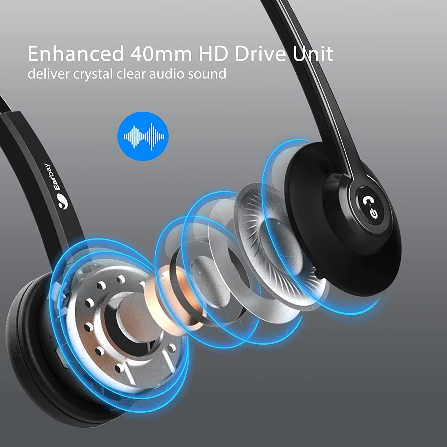 18-Wireless Headset, Bluetooth Headset with Microphone V5.2 AI Noise C