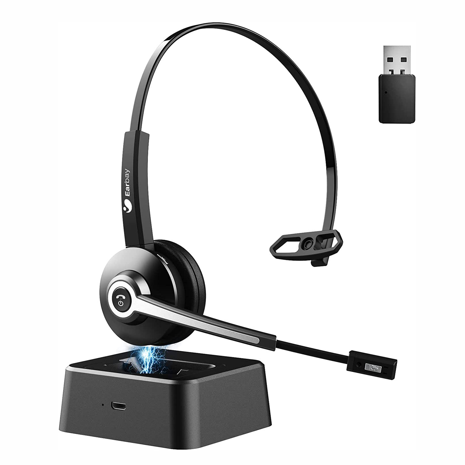 Earbay Trucker Wireless Headset with Microphone, USB Dongle & Charging Base BT681C-DG